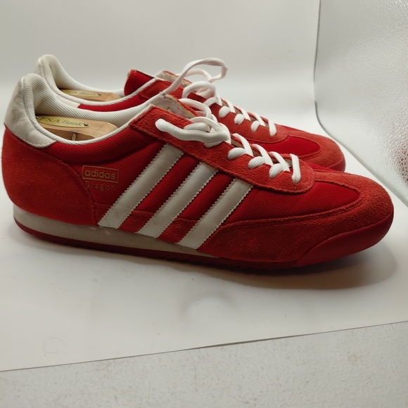 Adidas Originals Dragon Trainer Shoes Red/White 2017 Men’s 10 Three Stripe - Picture 1 of 7